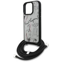 Karl Lagerfeld Crossbody Grained Pattern &amp; Logo Case for iPhone 16 Pro - Gray