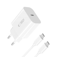 Tech-Protect NC20W PD20W USB-C wall charger with USB-C cable - white