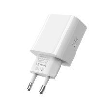 Tech-Protect NC20W PD20W USB-C sieninis įkroviklis su USB-C laidu - baltas