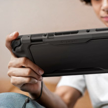 „Spigen Rugged Armor“ dėklas, skirtas „Nintendo Switch 2“ - matinės juodos spalvos