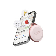 SBS Track My Circle vandeniui atsparus IP65 lokatorius, suderinamas su Apple Find My – rožinis