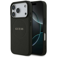 „Guess Grained Ring MagSafe“ dėklas, skirtas „iPhone 17 Pro“ – juodas