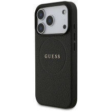 „Guess Grained Ring MagSafe“ dėklas, skirtas „iPhone 17 Pro“ – juodas