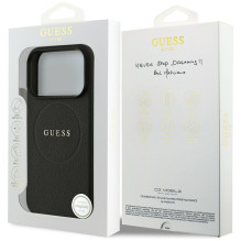 „Guess Grained Ring MagSafe“ dėklas, skirtas „iPhone 17 Pro“ – juodas