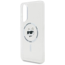 Karl Lagerfeld Button Choupette Head Printed Logo MagSafe Case for Samsung Galaxy S25 Edge - White