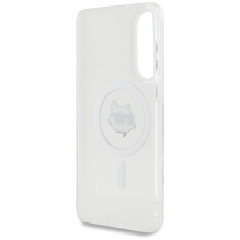 Karl Lagerfeld Button Choupette Head Printed Logo MagSafe Case for Samsung Galaxy S25 Edge - White