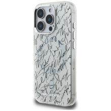 „Karl Lagerfeld IML Karl Script Pattern MagSafe“ dėklas, skirtas „iPhone 16 Pro“ – baltas