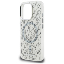 „Karl Lagerfeld IML Karl Script Pattern MagSafe“ dėklas, skirtas „iPhone 16 Pro“ – baltas