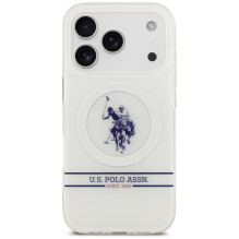 US Polo DH and Bottom Stripe Logo MagSafe Case for iPhone 17 Pro - White US Polo DH and Bottom Stripe Logo MagSafe Case for iPhone 17 Pro - White