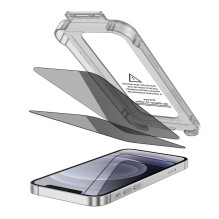 „Tech-Protect Quick Set Spy+“ privatumo stiklų, skirtų „iPhone 12“ / „12 Pro“, 2 vnt. pakuotėje