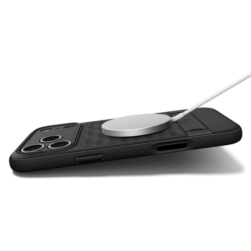 „Spigen Parallax 'S' MagSafe“ dėklas, skirtas „iPhone 17Pro“ – matinės juodos spalvos