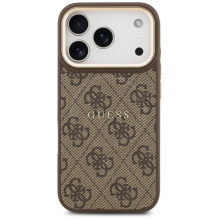 „Guess 4G PU Classic Logo MagSafe“ dėklas, skirtas „iPhone 17 Pro“ – rudas
