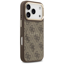 „Guess 4G PU Classic Logo MagSafe“ dėklas, skirtas „iPhone 17 Pro“ – rudas