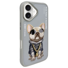 „Nimmy Glasses Cool Dog“ dėklas „iPhone 16“ telefonui – pilkas „Nimmy Glasses Cool Dog“ dėklas „iPhone 16“ telefonui – pilkas