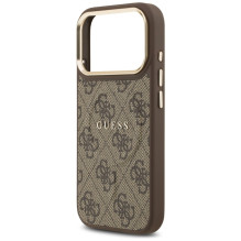 „Guess 4G PU Classic Logo MagSafe“ dėklas, skirtas „iPhone 17 Pro“ – rudas