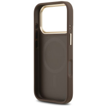 „Guess 4G PU Classic Logo MagSafe“ dėklas, skirtas „iPhone 17 Pro“ – rudas