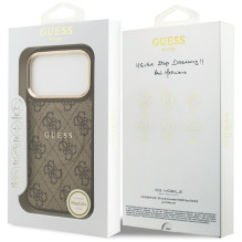 „Guess 4G PU Classic Logo MagSafe“ dėklas, skirtas „iPhone 17 Pro“ – rudas