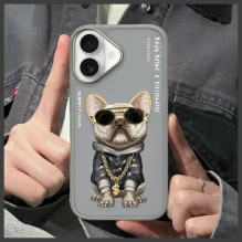 Nimmy Glasses Cool Dog iPhone 16 Case - Gray