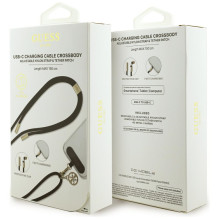 „Guess CBDY 4G Charm“ USB-C / USB-C laidas 150 cm – juodas