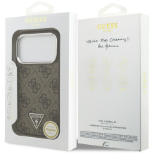 „Guess 4G“ trikampio logotipo „MagSafe“ dėklas, skirtas „iPhone 17 Pro“ – rudas