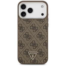„Guess 4G“ trikampio logotipo „MagSafe“ dėklas, skirtas „iPhone 17 Pro Max“ – rudas
