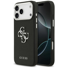 „Guess Grained Big 4G Classic Logo“ dėklas, skirtas „iPhone 17 Pro Max“ – juodas