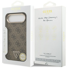„Guess 4G Triangle Logo MagSafe“ dėklas, skirtas „iPhone Air“, rudas – auksinis