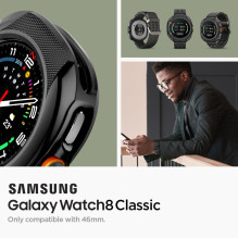 „Spigen Liquid Air“ dėklas, skirtas „Samsung Galaxy Watch 8 Classic“ 46 mm – juodas „Spigen Liquid Air“ dėklas, skirtas „Samsung Galaxy Watch 8 Classic“ 46 mm – juodas
