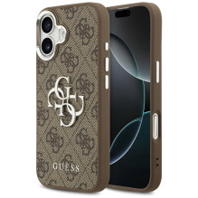 „Guess 4G Big 4G Classic“ logotipo dėklas, skirtas „iPhone 17“ – rudas ir sidabrinis
