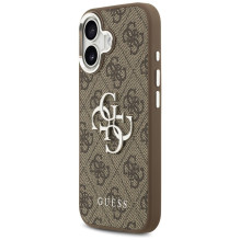 „Guess 4G Big 4G Classic“ logotipo dėklas, skirtas „iPhone 17“ – rudas ir sidabrinis