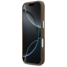„Guess 4G Big 4G Classic“ logotipo dėklas, skirtas „iPhone 17“ – rudas ir sidabrinis