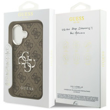 „Guess 4G Big 4G Classic“ logotipo dėklas, skirtas „iPhone 17“ – rudas ir sidabrinis