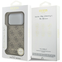 „Guess 4G Charms Collection“ „MagSafe“ dėklas, skirtas „iPhone 17 Pro“ – rudas