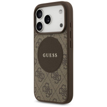 „Guess 4G Circle Classic Logo MagSafe“ dėklas, skirtas „iPhone 17 Pro“ – rudas