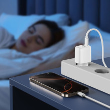 Tech-Protect NCA30 PD 30W QC3.0 USB-A / USB-C Wall Charger + USB-C / USB-C Cable 100cm - White