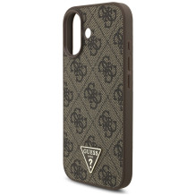 „Guess 4G Strap“ trikampio formos logotipo „MagSafe“ dėklas, skirtas „iPhone 17“ – rudas