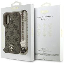 „Guess 4G Strap“ trikampio formos logotipo „MagSafe“ dėklas, skirtas „iPhone 17“ – rudas