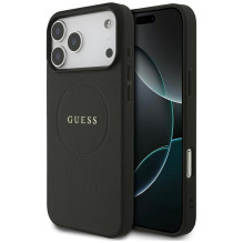 „Guess Grained Ring MagSafe“ dėklas, skirtas „iPhone 17 Pro Max“ – juodas