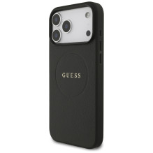 „Guess Grained Ring MagSafe“ dėklas, skirtas „iPhone 17 Pro Max“ – juodas
