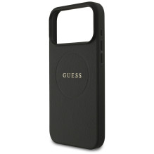 „Guess Grained Ring MagSafe“ dėklas, skirtas „iPhone 17 Pro Max“ – juodas