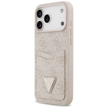 „Guess 4G Nauble Card“ trikampio formos dėklas, skirtas „iPhone 17 Pro Max“ – rožinis