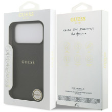 „Guess Grained Ring MagSafe“ dėklas, skirtas „iPhone 17 Pro Max“ – juodas