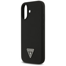 „Guess“ silikoninis trikampio formos logotipo „MagSafe“ dėklas, skirtas „iPhone 17“ – juodas