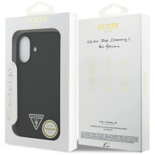 „Guess“ silikoninis trikampio formos logotipo „MagSafe“ dėklas, skirtas „iPhone 17“ – juodas