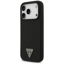 „Guess“ silikoninis trikampio formos logotipo „MagSafe“ dėklas, skirtas „iPhone 17 Pro“ – juodas