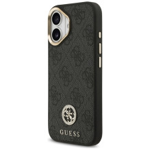 „Guess 4G“ „MagSafe“ dėklas su metalinėmis sagomis ir juodu logotipu, skirtas „iPhone 17“ – juodas