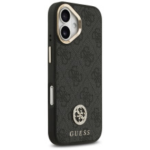 „Guess 4G“ „MagSafe“ dėklas su metalinėmis sagomis ir juodu logotipu, skirtas „iPhone 17“ – juodas
