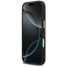 „Guess 4G“ „MagSafe“ dėklas su metalinėmis sagomis ir juodu logotipu, skirtas „iPhone 17“ – juodas