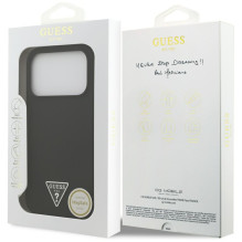 „Guess“ silikoninis trikampio formos logotipo „MagSafe“ dėklas, skirtas „iPhone 17 Pro“ – juodas