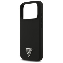 „Guess“ silikoninis trikampio formos logotipo „MagSafe“ dėklas, skirtas „iPhone 17 Pro Max“ – juodas